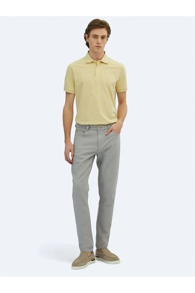 Kip Gray Woven Regular Fit Casual Cotton Blended Trousers