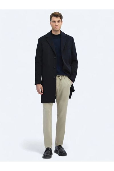 Kip Navy Blue Woven Coat