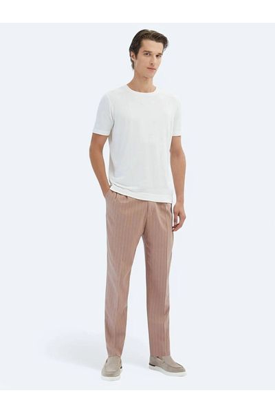 Kip Ecru Crew Neck Patterned Knitwear