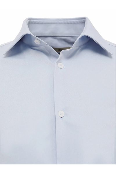 Kip Ανοιχτό μπλε Slim Fit Classic βαμβακερό πουκάμισο