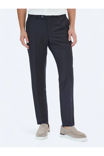 Kip Classic Wool Blended Black Fitted Trousers