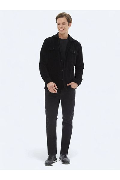 Kip Μαύρο μονόχρωμο Oversize Fit Cotton Blended Overshirt