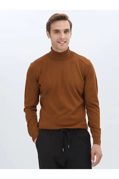 Kip Cinnamon Full Turtleneck Wool Blended Sweater Sweater