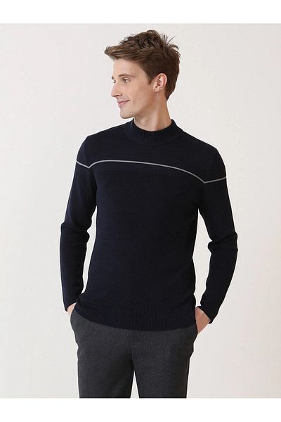 Kip Πλεκτό πουλόβερ Indigo Half Turtleneck ριγέ βαμβακερό μείγμα