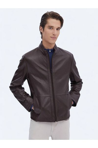 Kip Hazelnut Colored Leather Coat