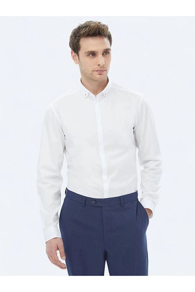 Kip Cămașă clasică 100% bumbac, albă, slim fit
