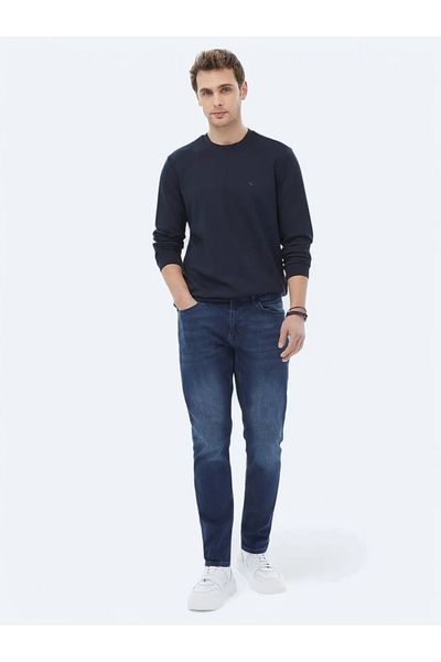 Kip Φούτερ με στάμπα Navy Blue Crew Neck