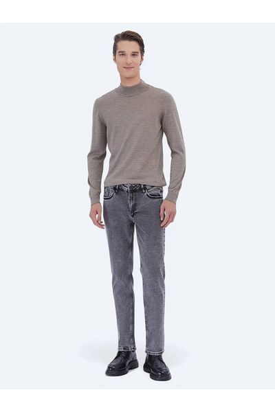 Kip Anthracite Loose Fit Denim Cotton Blended Trousers
