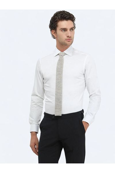 Kip Cămașă clasică 100% bumbac, albă, slim fit