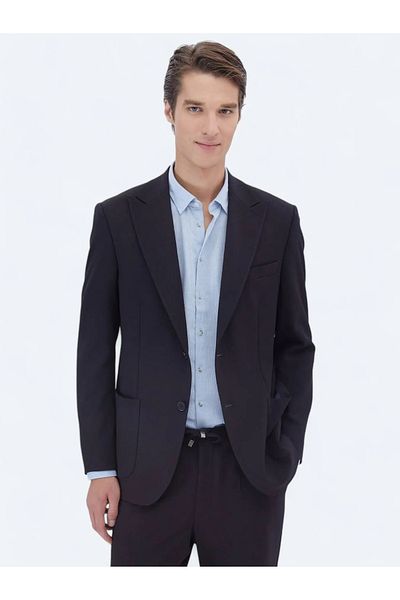 Kip Micro Modern Fit Navy Blue Suit