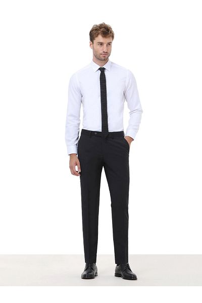 Kip Black Slim Fit - Classic Wool Blended Trousers