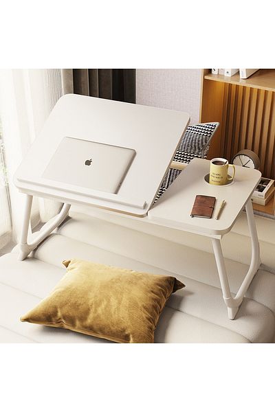 Viyogo Masa pliabila pentru laptop cu suport pentru pahar, reglabila pe inaltime 5 pozitii, alb