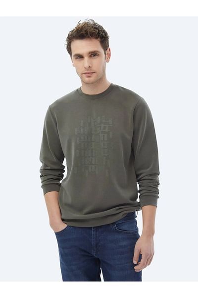 Kip Φούτερ Χακί Crew Neck - Τυπωμένο