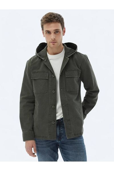 Kip Χακί Oversize Μπλουζάκι από βαμβακερό μείγμα με ίσιο κόψιμο