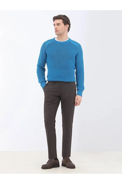 Kip Brown Woven Slim Fit Smart Casual Trousers