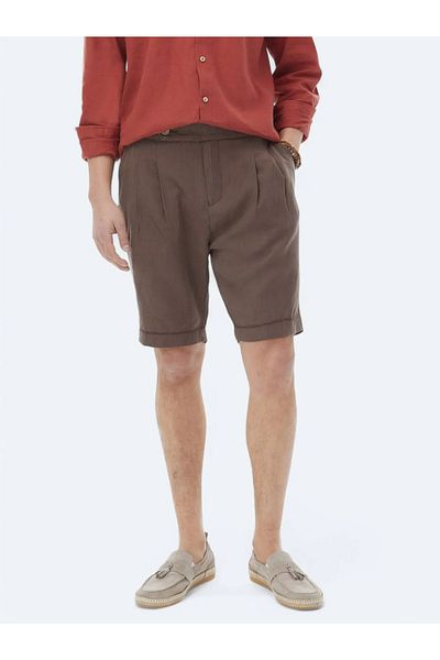 Kip Καφέ υφαντό Carrot Fit Casual Bermuda