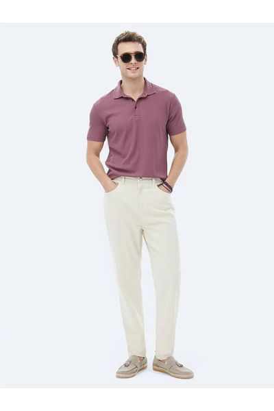 Kip Βαμβακερό μπλουζάκι Polo Neck Dusty Rose Jacquard
