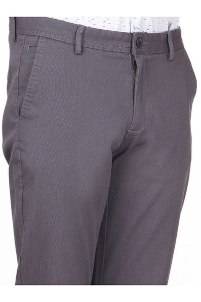 Kip Gray Regular Fit Casual Cotton Blended Trousers