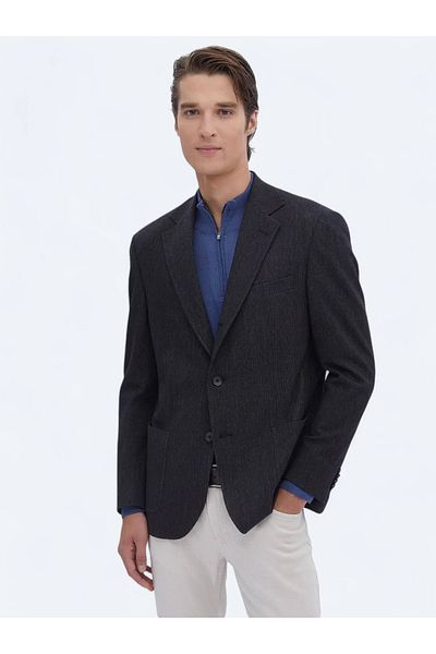 Kip Black Cotton Blend - Plain Modern Fit Suit