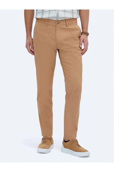 Kip Cotton Blended Camel Hair Woven Regular Fit Trousers