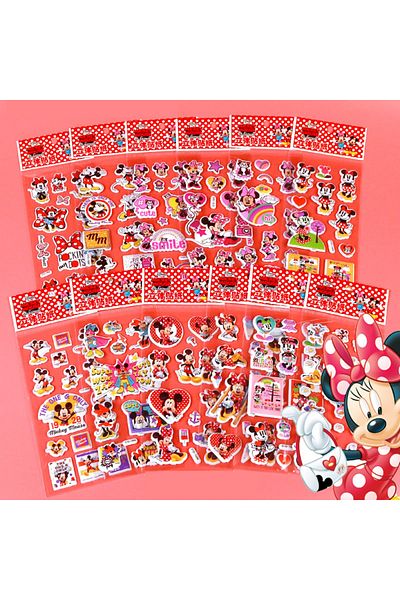 Miniso 1 12pcs Disney Frozen Mickey Minnie 3d Puffy Stickers Cartoon Anime Sofia Elsa Princess Stereo Bubb.