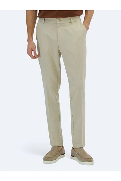 Kip Ecru Woven Jogging Fit Casual Trousers