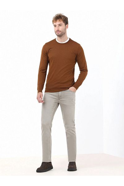 Kip Cinnamon Crew Neck Wool Blended Sweater Sweater