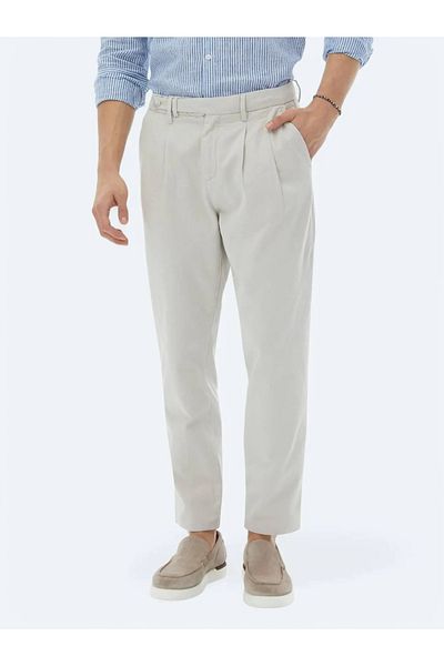 Kip Stone Woven Carrot Fit Smart Casual 100% Cotton Trousers