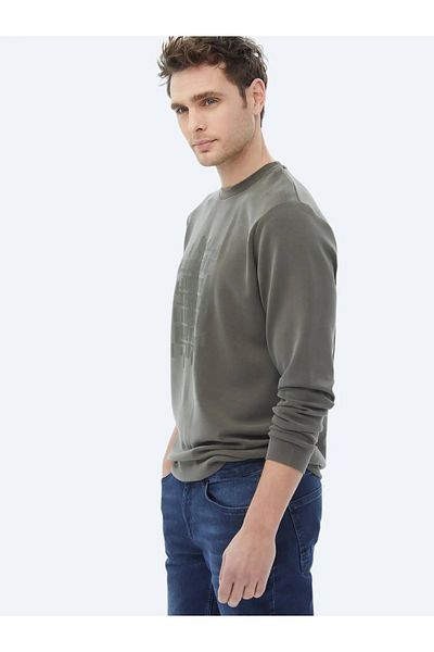Kip Φούτερ Χακί Crew Neck - Τυπωμένο