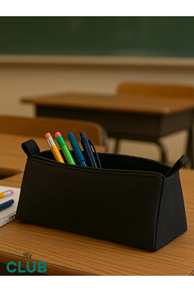 NZCLUB Tek gözlü geniş siyah şık kalemlik kalem kutusu