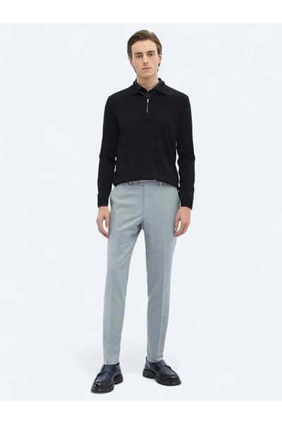 Kip Gray Straight Woven Fitted Fit Classic Trousers