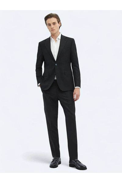 Kip Black Micro Modern Fit Eco-Friendly Wool Blend Suit