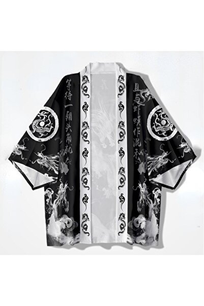 Elif Töngel Japon Kadın/erkek/unisex/oversize Siyah/bej/kırmızı Kimono-siyah ...