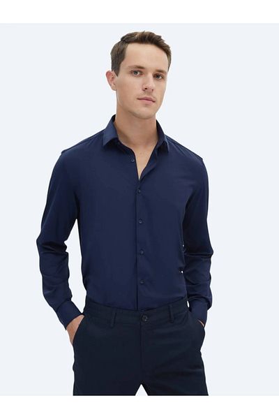 Kip Πουκάμισο Navy Blue Regular Fit - Casual Style
