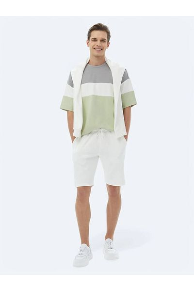 Kip Ecru Casual Bermuda - Plain Knitted Jogging Fit