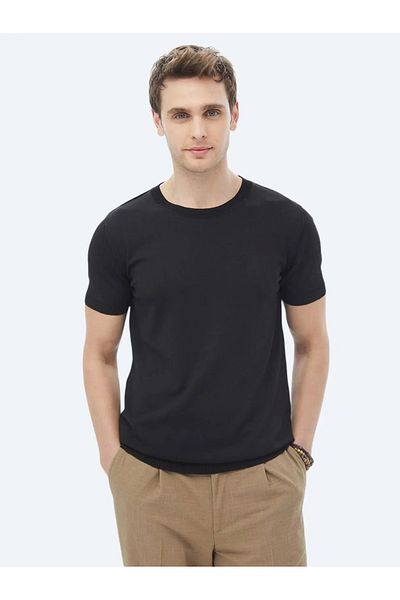 Kip Tricotaj negru din tricot simplu cu decolteu