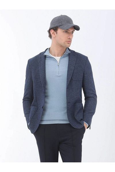 Kip Яке от вълнена смес Indigo Micro Regular Fit