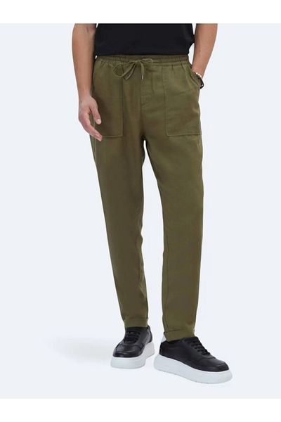Kip Khaki Woven - Jogging Fit Casual Trousers