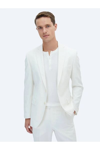 Kip Ecru Plain Slim Fit Suit