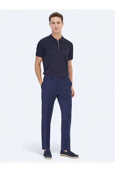 Kip Saks Fitted Trousers - Straight Woven, Wool Blended, Classic Cut