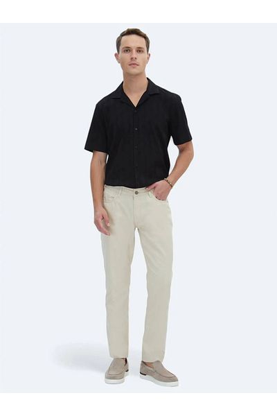 Kip Beige Slim Fit Denim Cotton Blend - Casual Trousers