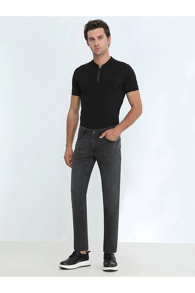 Kip Dark Gray Super Slm Fit Denim Cotton Blended Trousers