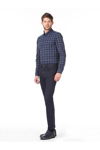 Kip Men's Navy Blue Woven Trousers KP10121008