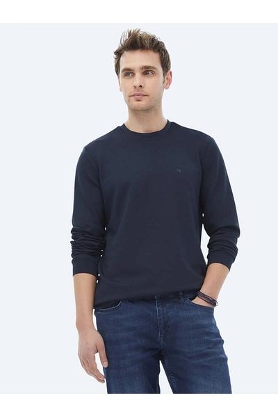 Kip Φούτερ με στάμπα Navy Blue Crew Neck