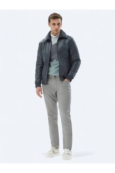 Kip Gray Leather Coat