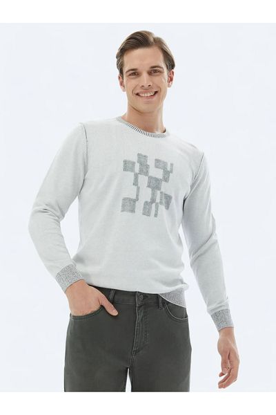 Kip Pulover din tricotaje din amestec de bumbac cu model gri