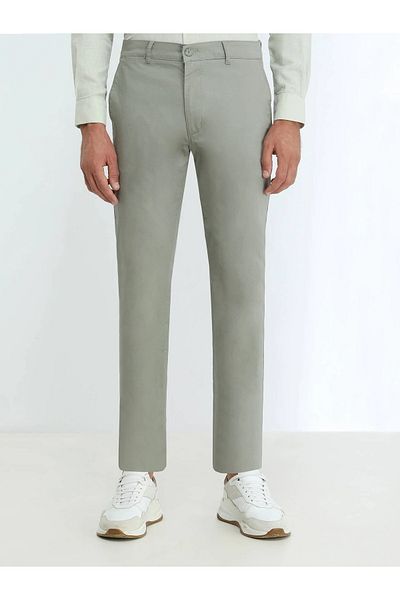 Kip Men's Light Khaki Plain Woven Trousers KP10120725