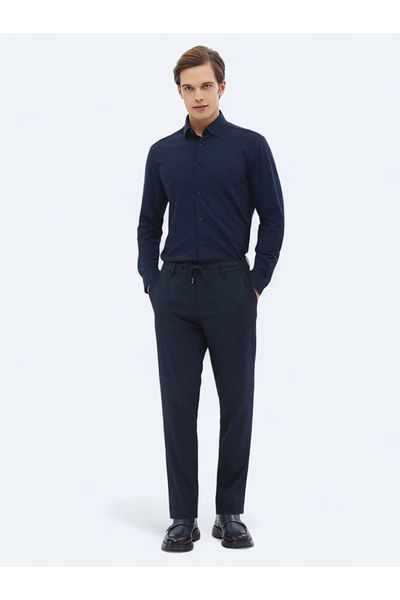 Kip Πουκάμισο με κανονική εφαρμογή Navy Blue Casual από βαμβακερό μείγμα