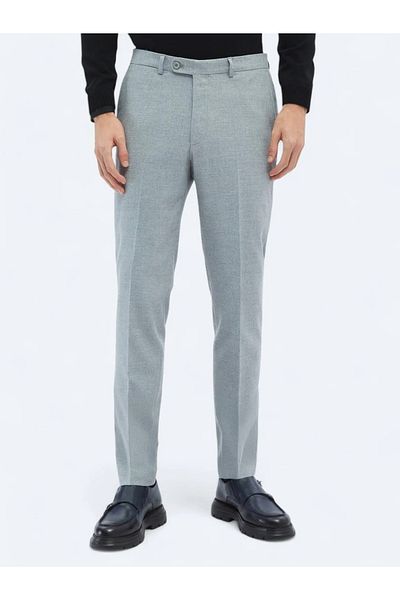 Kip Gray Straight Woven Fitted Fit Classic Trousers