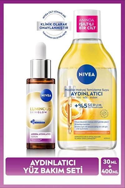 NIVEA Luminous630 Skin Glow Aydınlatıcı Serum 30ml ve Aydınlatıcı Micellar Ma...